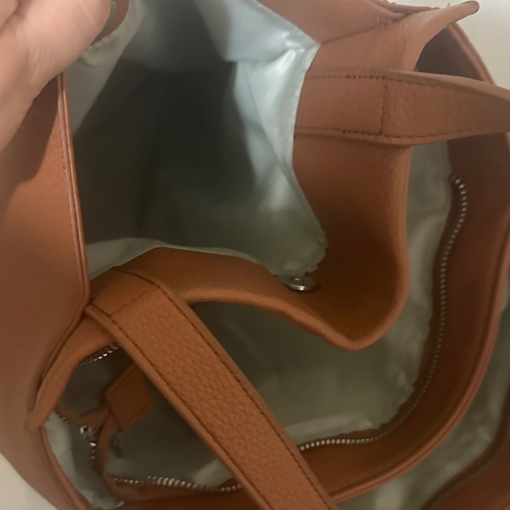 COLAB Tan Pebbled Vegan Leather Tote with Double Straps - Picture 14 of 16